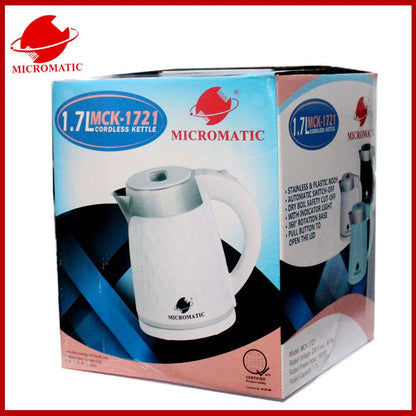 Micromatic MCK-1721 1.7Liters Stainless Steel and Plastic Body 1500watts Electric Kettle