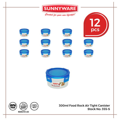 12pcs 300ml Food Rock Air Tight Canister [Sunnyware 355-S] | Plasticware |Kitchenware | Food Storage