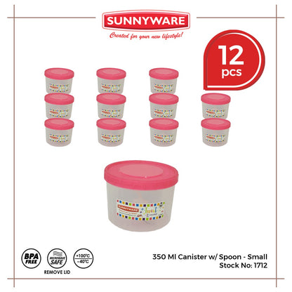 12pcs 350 ml Canister w/ Spoon - Small [Sunnyware 1712] | Plasticware | Food Storage | Kitchenware