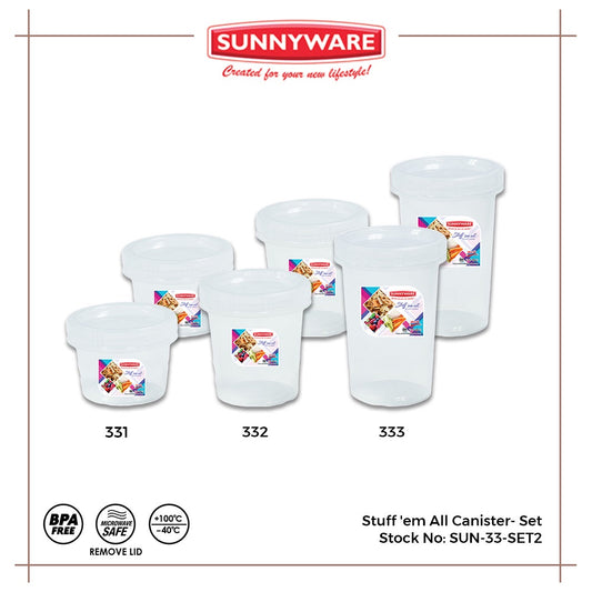 6 pcs Sunnyware Stuff'em All Round Canister Set (331, 332, 333)