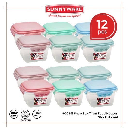 12pcs 800 ml Snap Box Tight Food Keeper [Sunnyware 441] |Plasticware | Kitchenware |Storage|BPA Free