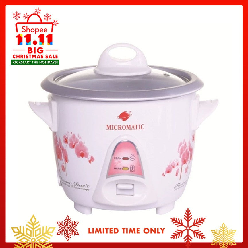 Micromatic MRC-5 Rice Cooker 1L 400w Flower Design_White