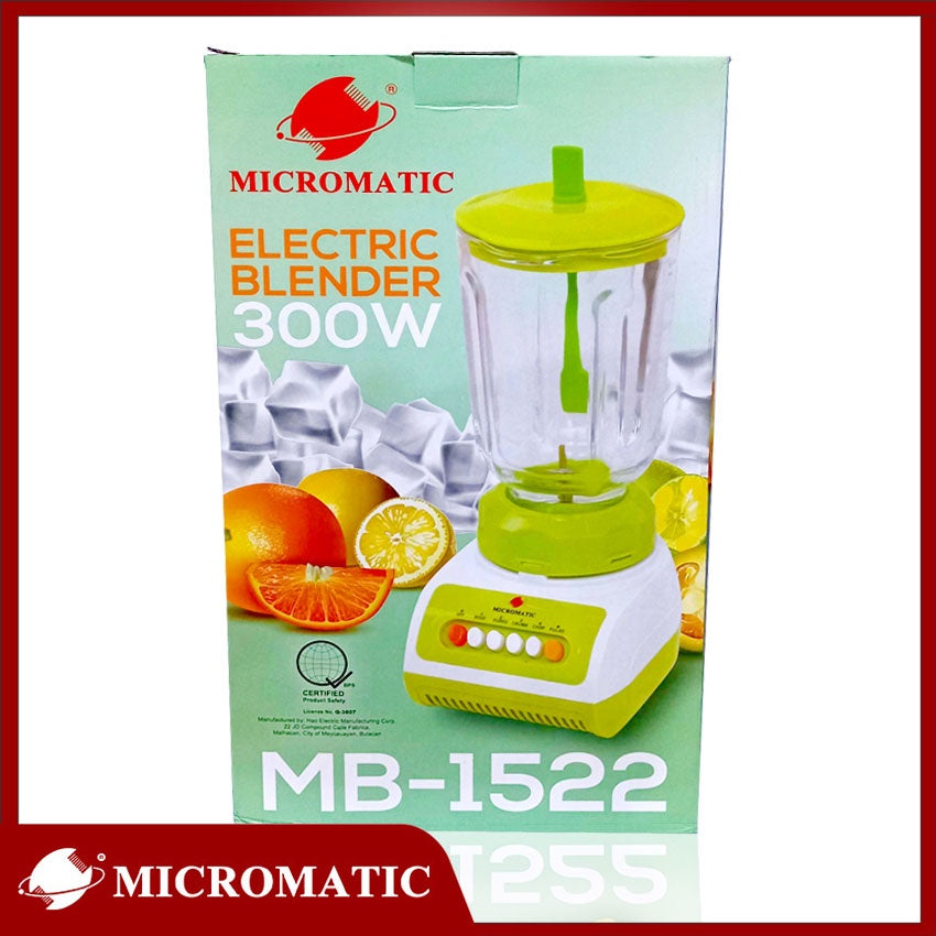 Micromatic MB-1522 1.5Liters 300W 4speed Mode Glass Jar Blender with Stirrer