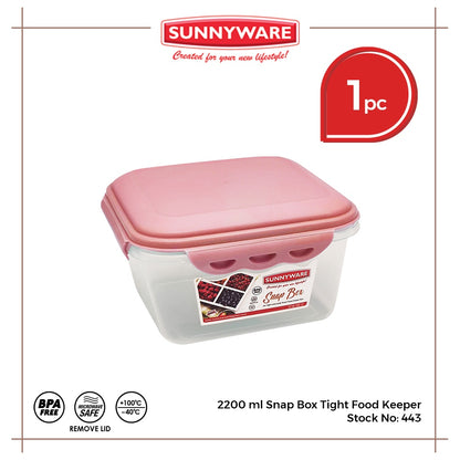 Sunnyware 443 2.2L Snap Box AIr Tight Leak Proof food keeper