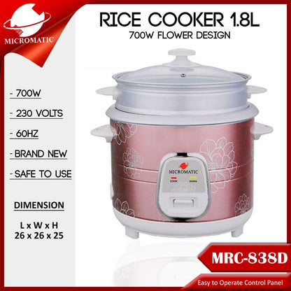 Micromatic MRC-838D Rice Cooker 1.8L Good for 10-12 Persons_Copper