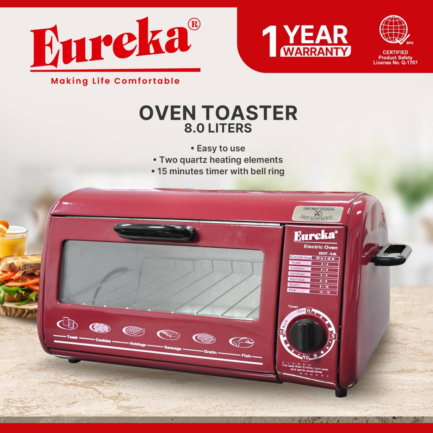 Eureka Electric Oven Toaster With Timer Function 6L & 8L