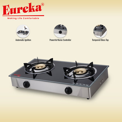 Eureka Glass Double Burner EGS GDP - Black