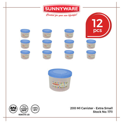 12pcs 200 ml Canister - Extra Small [Sunnyware 1711] | Plasticware | Food Storage | Kitchenware