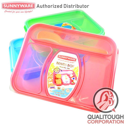 1 pc Sunnyware 508 Bento Box 3 Divisions Lunch Box w/ Spoon Fork