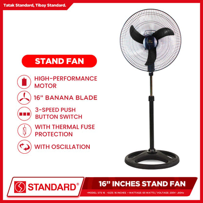 Standard Stand Fan 16" Banana Plastic Blade