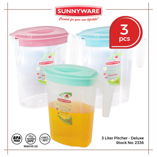 3pcs 3L Pitcher – Deluxe [Sunnyware 2336] | BPA Free | Plasticware