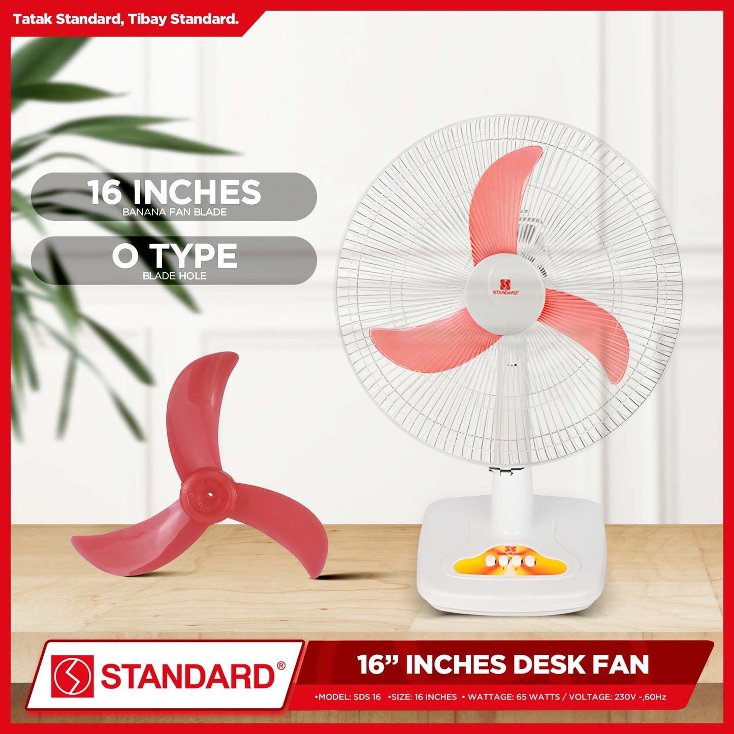 Standard Desk Fan 16" Banana Plastic Blade