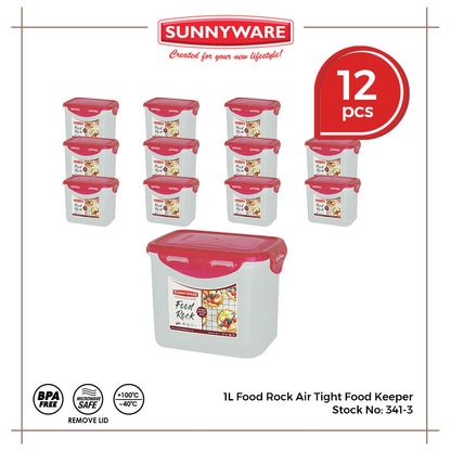 12pcs 1 Liter Food Rock Air Tight Food Keeper [Sunnyware 341-3] | Plasticware|Kitchenware| Leak Free