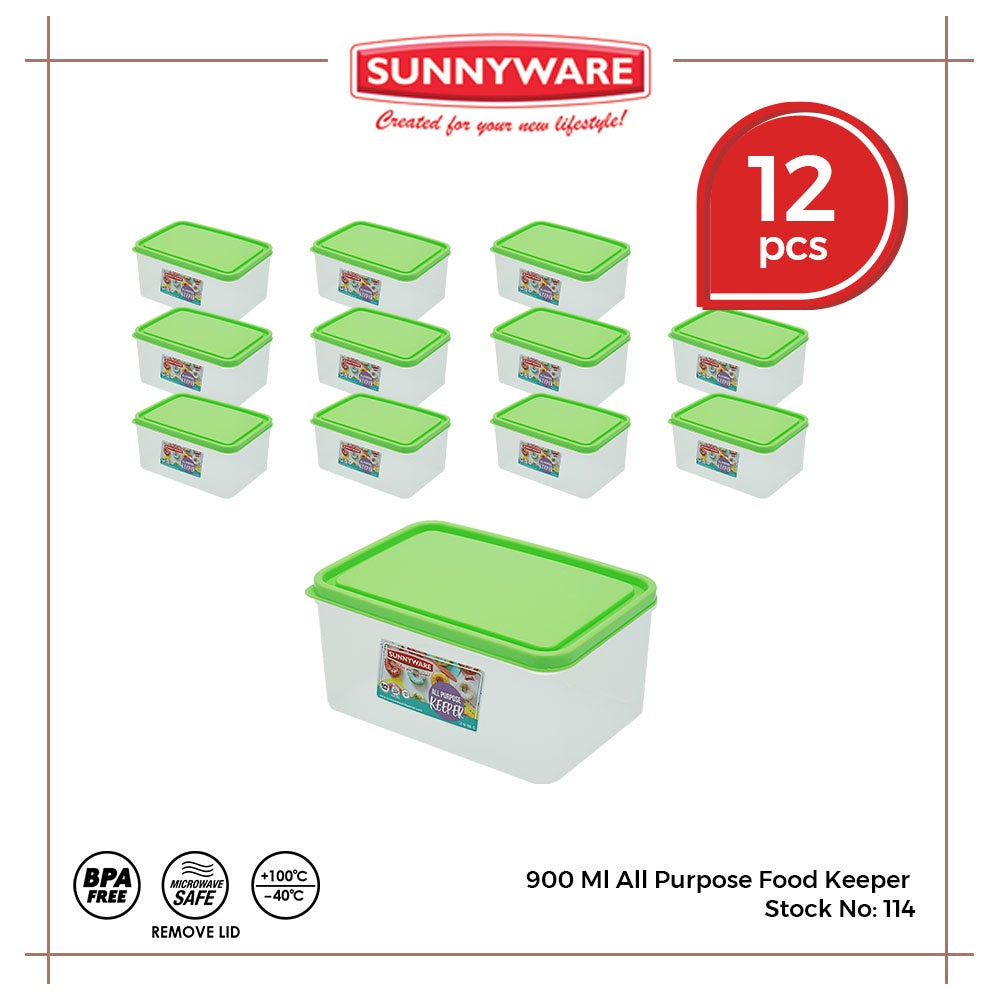 12pcs 900 ml All Purpose Food Keeper [Sunnyware 114] | Plasticware | Food Storage | BPA Free