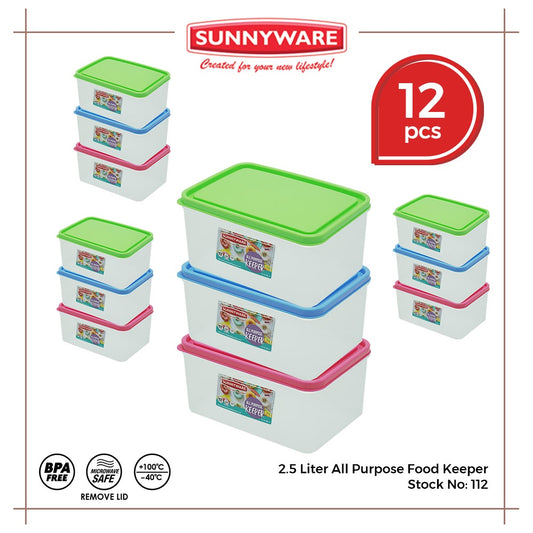 12pcs 2.5 liter All Purpose Food Keeper [Sunnyware 112] | Plasticware | Food Storage | BPA Free