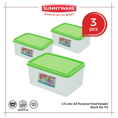 3pcs 2.5 liter All Purpose Food Keeper [Sunnyware 112] | Plasticware | Food Storage | BPA Free