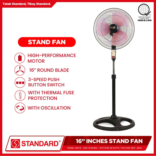 Standard Stand Fan 16" Plastic Blade (Random Color) SSM-16