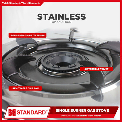 Standard Gas Stove Single Burner LPG stove Stainless Steel (Slim type) SGS-171i