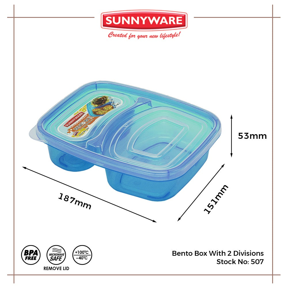 12pcs Bento Box with 2 Divisions Lunch Box [Sunnyware 507] |Plasticware |Lunch Box |Keeper |BPA Free