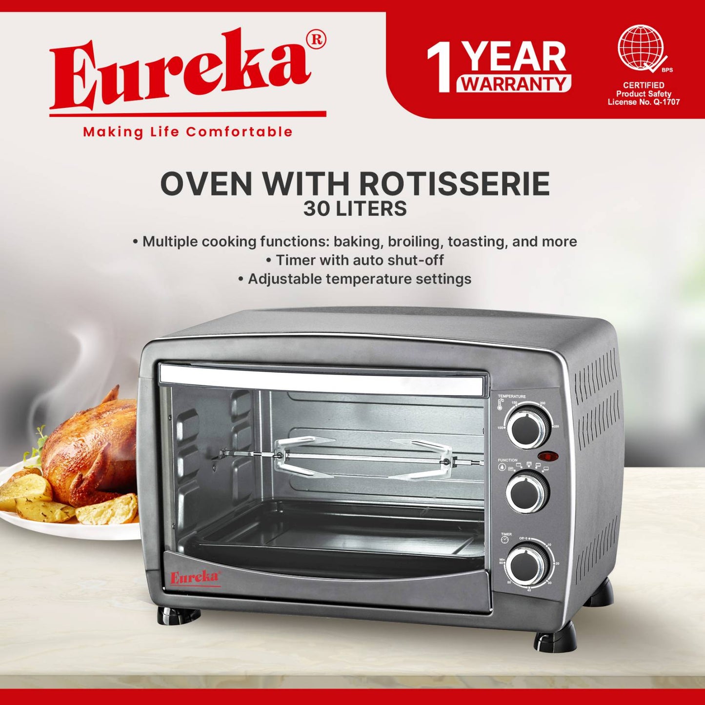 Eureka Electric Oven with Rotisserie 30L EEOR 30L R