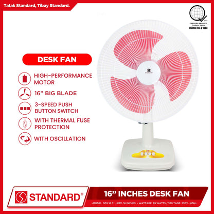 Standard Desk Fan 16" Big Plastic Blade