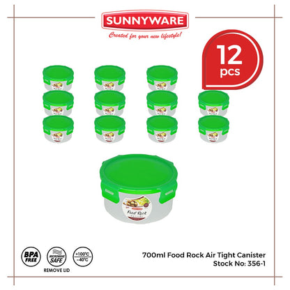 12pcs 700ml Food Rock Air Tight Canister [Sunnyware 356-1] | Plasticware |Kitchenware | Food Storage