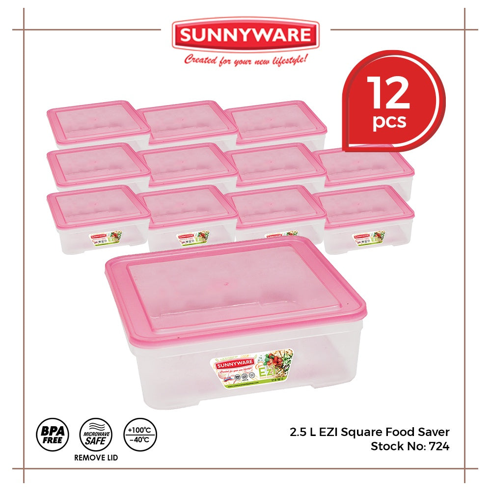 12pcs 2.5 L EZI Food Saver Keeper Storage Container [Sunnyware 724] Microwavable House Plastic Ware