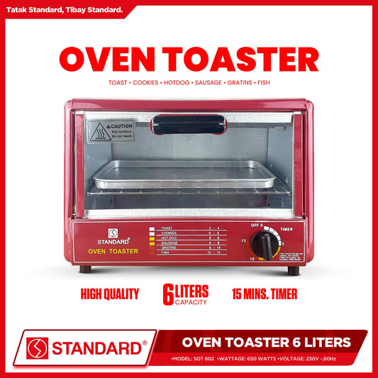 Standard Oven Toaster SOT-602 Red 600 watts