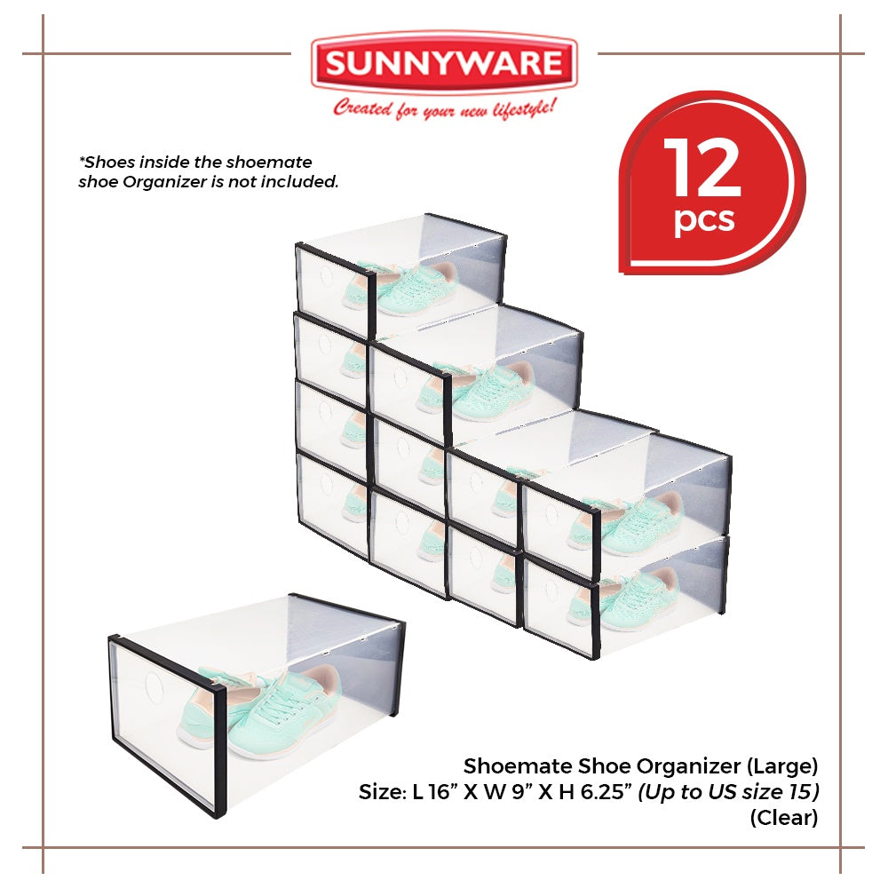 12 pcs Sunnyware 9759-L Shoemate large US size 14 shoe box | shoe mate shoebox organizer