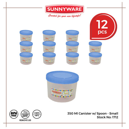 12pcs 350 ml Canister w/ Spoon - Small [Sunnyware 1712] | Plasticware | Food Storage | Kitchenware