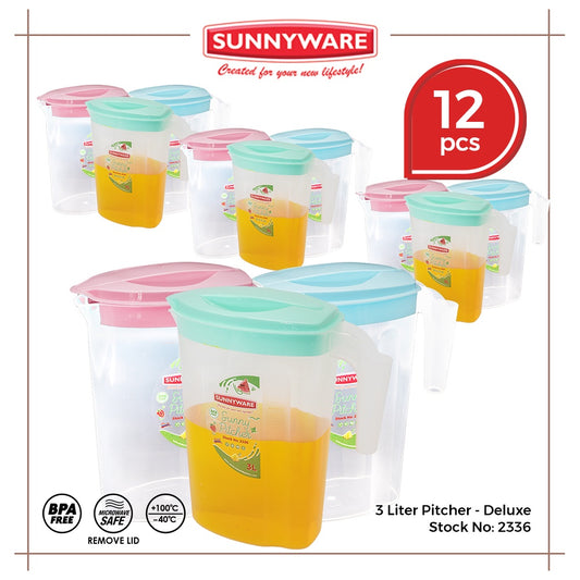 12pcs 3L Pitcher – Deluxe [Sunnyware 2336] | BPA Free | Plasticware