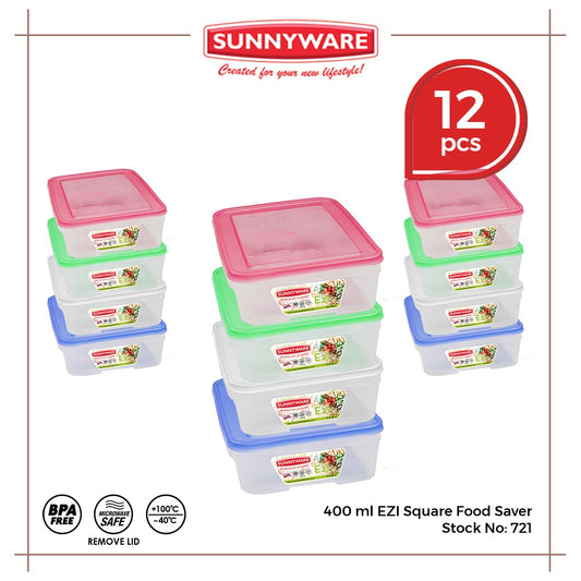 12pcs 400 ml EZI Food Saver Keeper Storage Container [Sunnyware 721] Microwavable House Plastic Ware