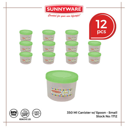 12pcs 350 ml Canister w/ Spoon - Small [Sunnyware 1712] | Plasticware | Food Storage | Kitchenware