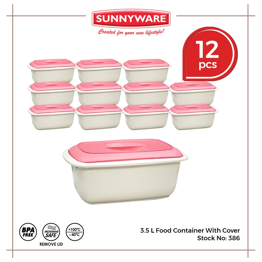 12pcs 3.5 L Food Container With Cover [Sunnyware 386] | Plasticware | Kitchenware | Food Storage