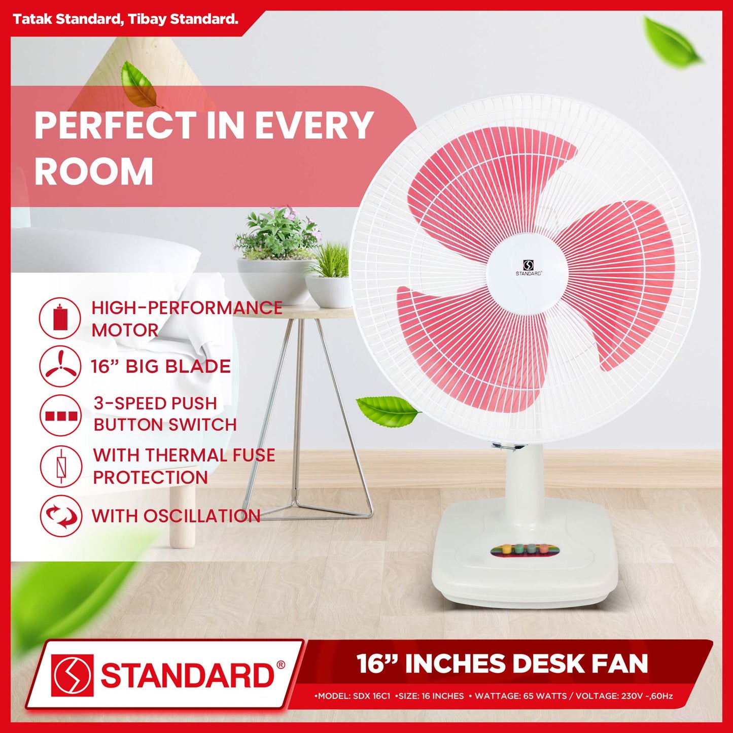 Standard Desk Fan 16" (Random Color) SDX-16C1