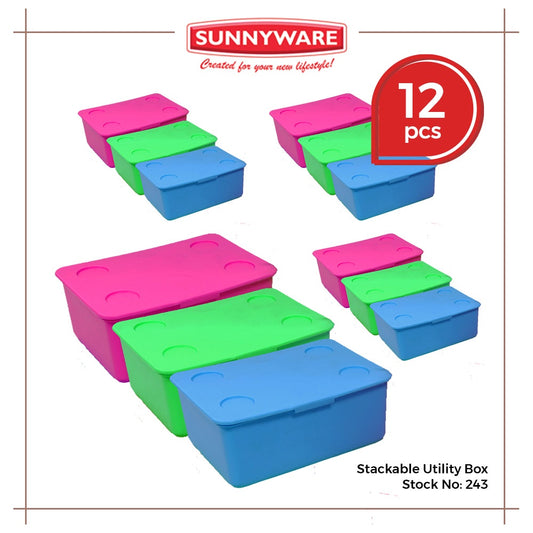 12pcs Stackable Utility Box [Sunnyware 243] |Plasticware |Organizer |Storage |Stackable |Brick Box