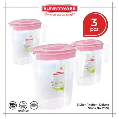 3pcs 3L Pitcher – Deluxe [Sunnyware 2336] | BPA Free | Plasticware