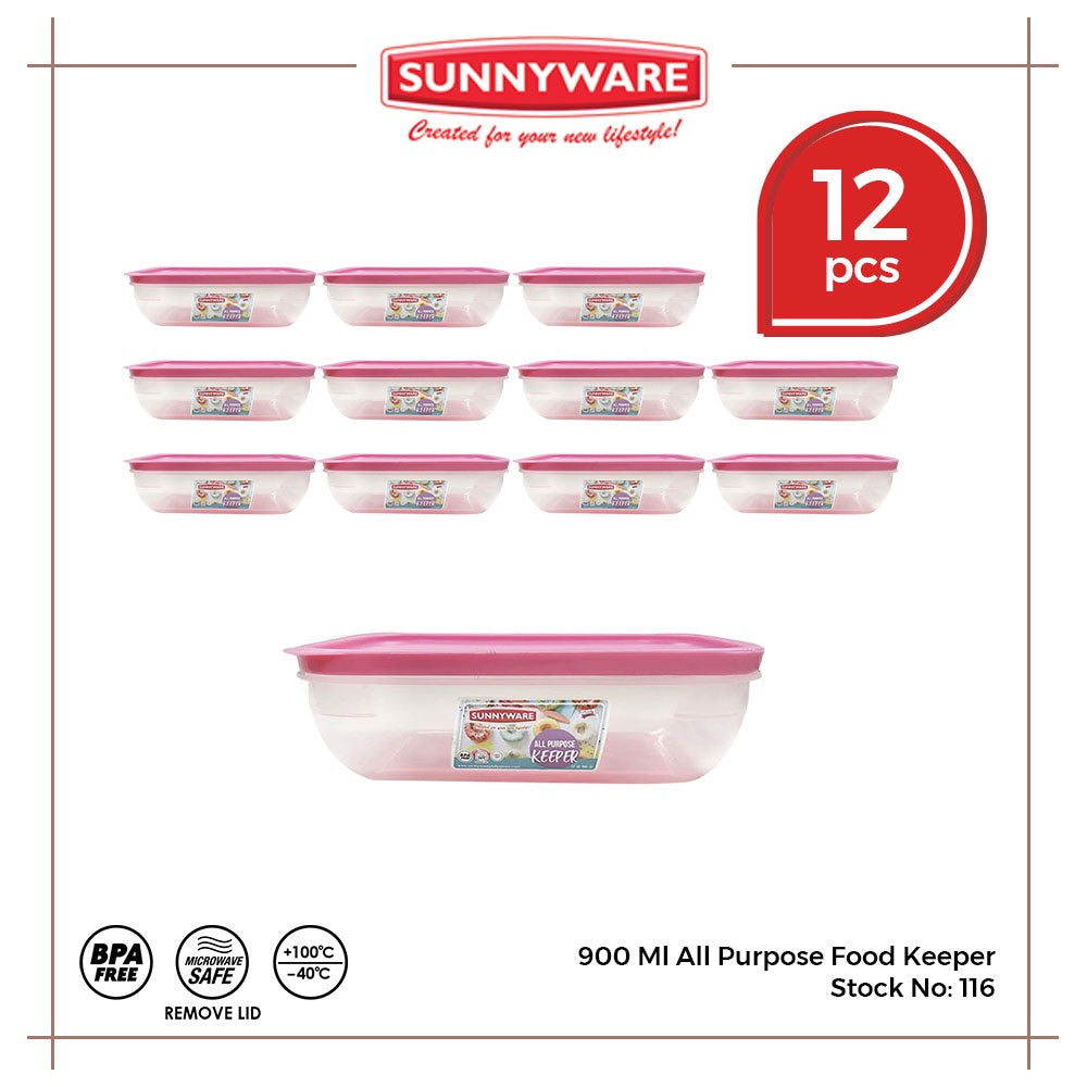 12pcs 900 Ml All Purpose Food Keeper [Sunnyware 116] |Plasticware | Storage | Kitchenware | BPA Free