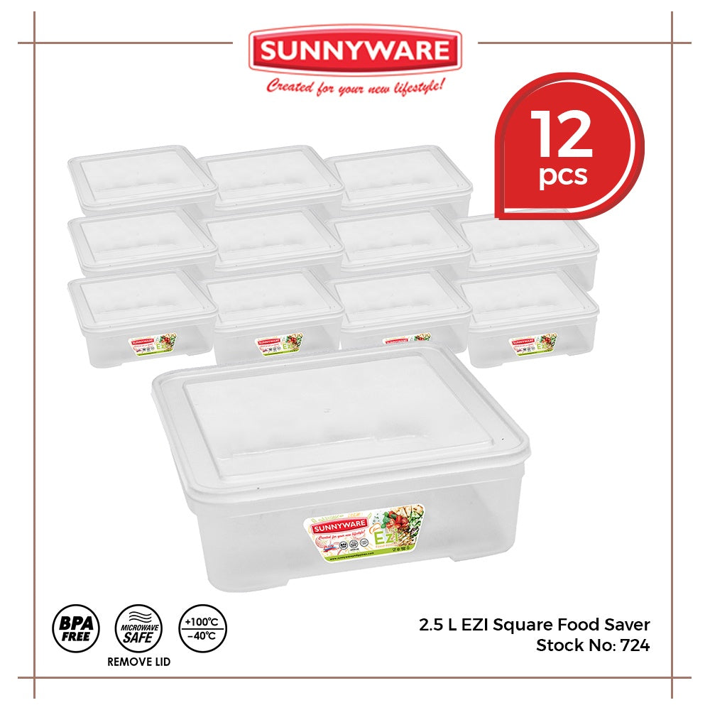 12pcs 2.5 L EZI Food Saver Keeper Storage Container [Sunnyware 724] Microwavable House Plastic Ware