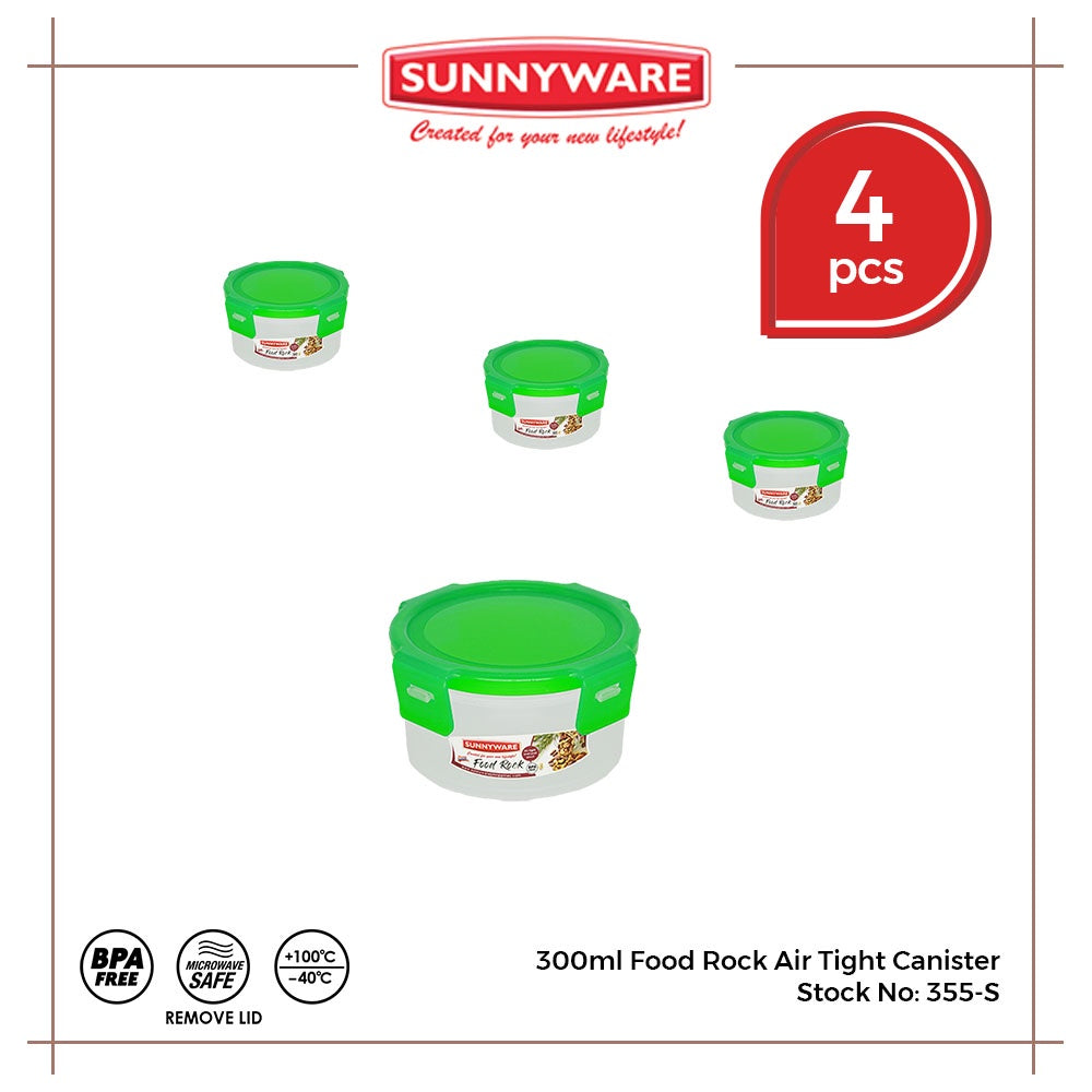 4 pcs | Sunnyware 355-S 300 ml Food Rock Air Tight Food Keeper Canister Set