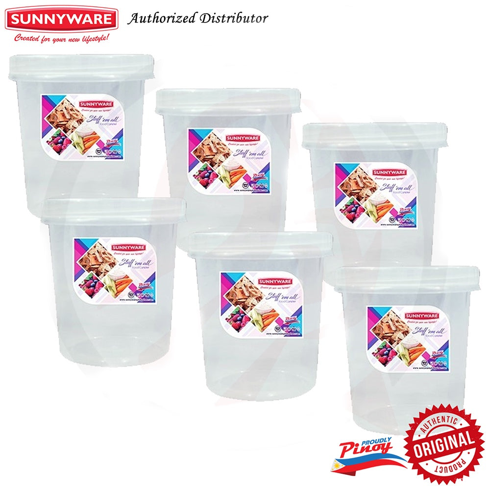 6 pcs Sunnyware 338-M | 1250 ml Medium Stuff'em All Round Canister Set