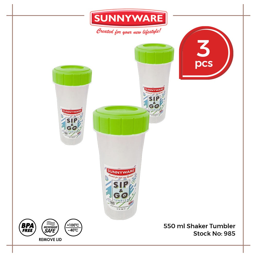 3pcs 550 ml Tumbler Shaker [Sunnyware 985] | Plasticware | Kitchenware | Tumbler | BPA Free