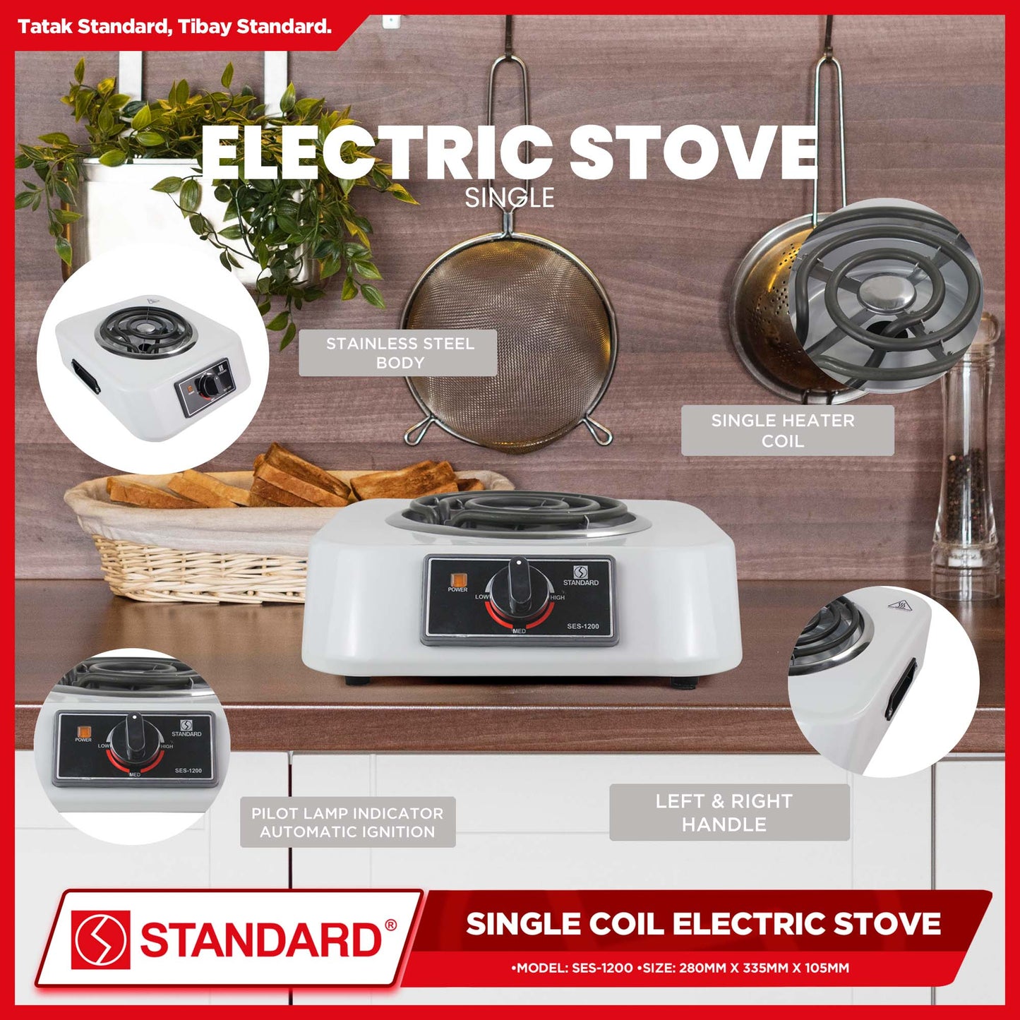 STANDARD Single Coil Electric Stove 1200W