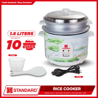 Standard Rice Cooker 1.8L 10 Cups Rice with Measuring Cup & Rice Ladle