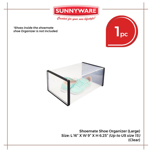 Sunnyware 9759-L ShoeMate Shoe box (Max. US size 15) | Plastic | Large | Shoe Mate shoebox Organizer