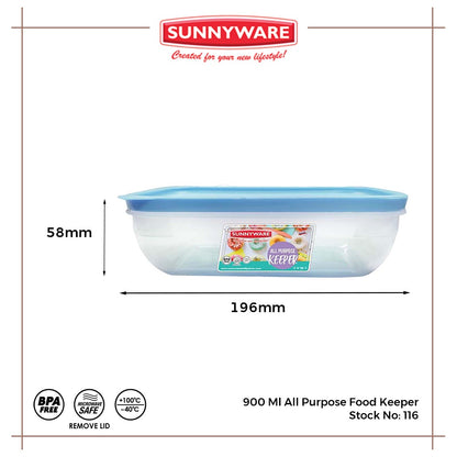 12pcs 900 Ml All Purpose Food Keeper [Sunnyware 116] |Plasticware | Storage | Kitchenware | BPA Free