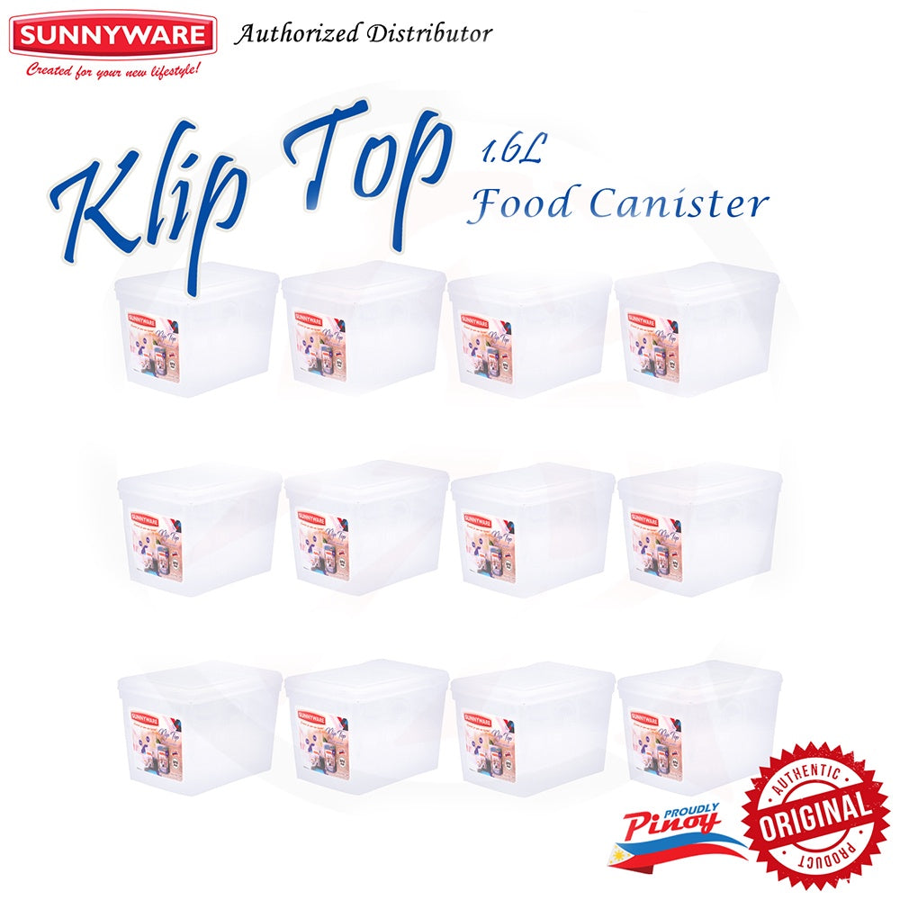 12 pcs Sunnyware 334 1.6 L Klip Top Canister Powder Container (set of 12) | Kliptop Plastic Ware Set