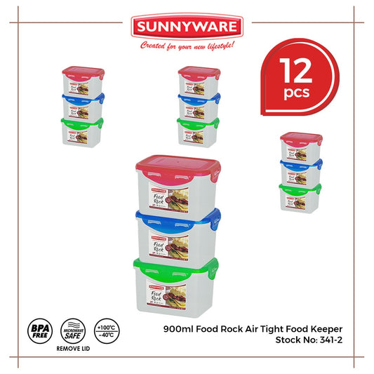 12pcs 900ml Food Rock Air Tight Food Keeper [Sunnyware 341-2] | Plasticware|Kitchenware|Food Storage