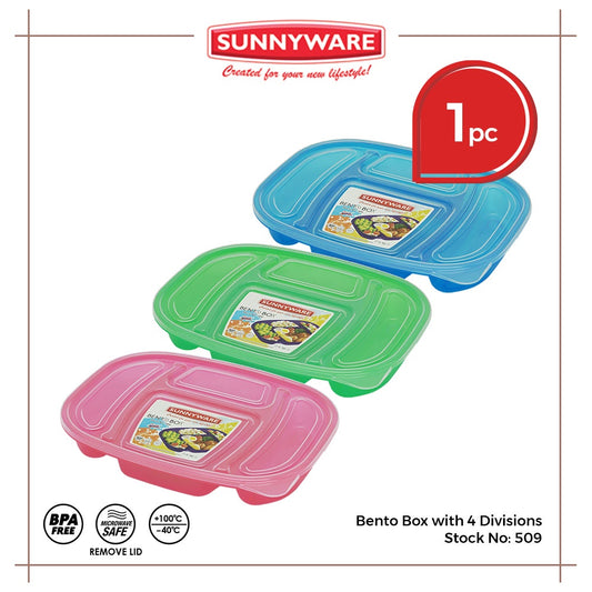 Sunnyware 509 Bento Box with 4 Divisions