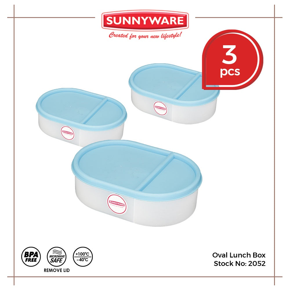 3pcs Oval Lunch Box [Sunnyware 2052] |Plasticware |Food Storage |Kitchenware | BPA Free |Food Keeper